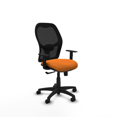 Alocén sincro malla negra similpiel naranja brazos 1D base poliamida ruedas nailon 50mm