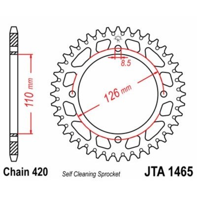 Corona JT SPROCKETS aluminio ultraligera autolimpiable 1465 - Paso 420 JTA1465.46