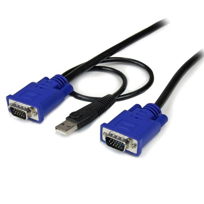 Cable KVM de 3m Ultra Delgado Todo en Uno VGA USB HD15 - 10ft Pies 2 en 1
