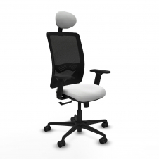 Piqueras y Crespo Zulema sincro malla negra bali blanco brazos 2D base nailon cabecero fijo ruedas 65mm nailon