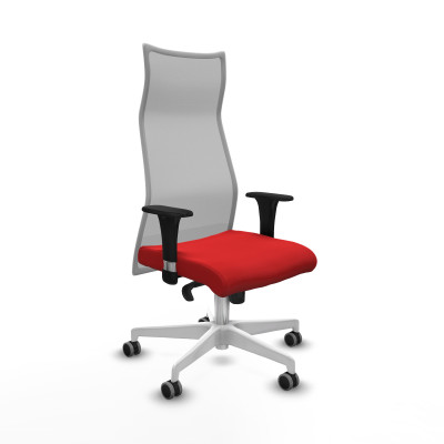 Albacete malla XL sincro malla gris similpiel rojo brazos 1D base blanca ruedas 65mm engomadas