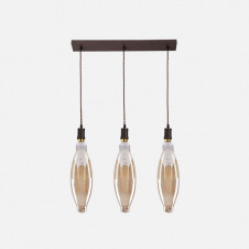Lampara Elio 3xe27 Marron/ambar Bombillas Incluidas 24w 3000k 2550lm Regx64x12 Cm