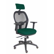 Piqueras y Crespo Silla Jorquera traslack malla negra asiento bali verde botella brazos 3D cabecero regulable