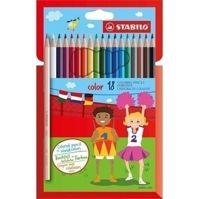 Stabilo Color Pack de 18 Lapices de Colores - Mina de 2.5mm - Ideal para el Colegio - Colores Surtidos