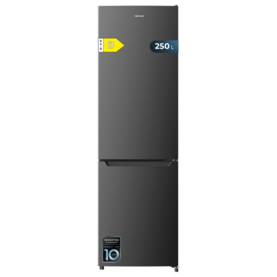 Cecotec Bolero CoolMarket Combi 250 Dark D Frigorifico Combi - Capacidad 250L - Compresor Inverter - Frio Envolvente - Cajon Humedad Regulable - Clase E - 54x57.6x180cm - Color Gris Oscuro