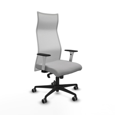 Albacete malla sincro malla blanca bali gris claro brazos blancos base nailon ruedas 65mm engomadas