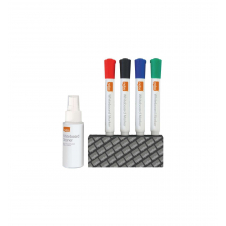 Nobo Kit Basico Accesorios Pizarra Blanca Borrado Seco - 4 Rotuladores Pizarra - Borrador Pizarra - Spray Limpiador 50Ml - Negro, 5028252344777