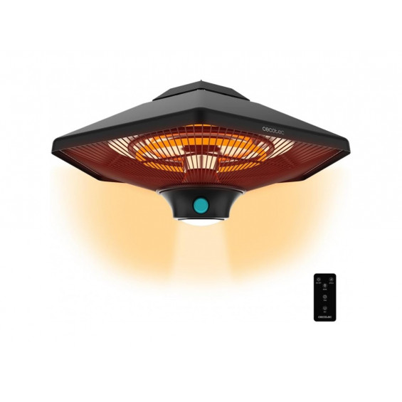 Calefactor de exterior halógeno Cecotec ReadyWarm 2000 Power Ceiling, 2.000 W, 3 potencias, con mando a distancia, negro - imagen 8