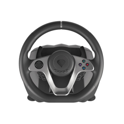 Volante GENESIS Seaborg 400 - Multiplataforma | USB | Con Pedales | Negro y Plata