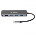 DOCKING USB-C D-LINK DUB-2333 A 1xHDMI 4K 3xUSB3.0 1xUSB-C PD 60W