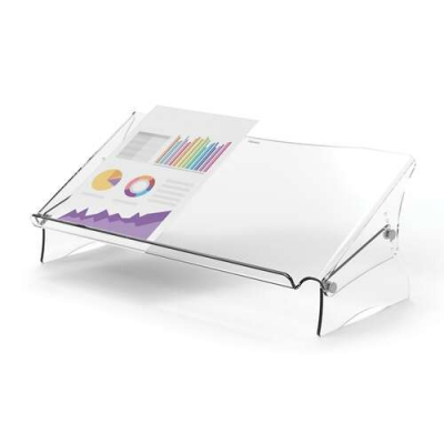 Fellowes Clarity Soporte y Atril de Documentos - Espacio Interior para Complementos - Formatos de Papel A4, A3 - Hasta 6kg - Color Transportes