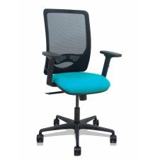 Piqueras y Crespo Silla Zulema sincro malla negra asiento bali turquesa brazos 2D ruedas 65mm