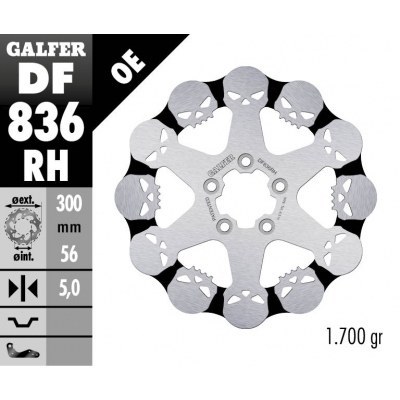 Skull Brake Rotor GALFER DF836RH