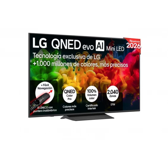 Televisor QNED evo MiniLED LG 65QNED8EB3B, 65 pulgadas, 4K UltraHD, 60Hz, Smart TV webOS 26, HDR10, clase F, negro