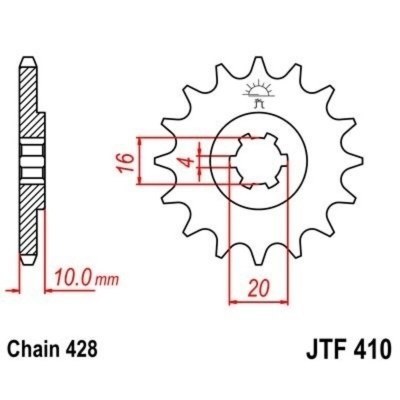 Piñon JT 410 de acero con 13 dientes JTF410.13