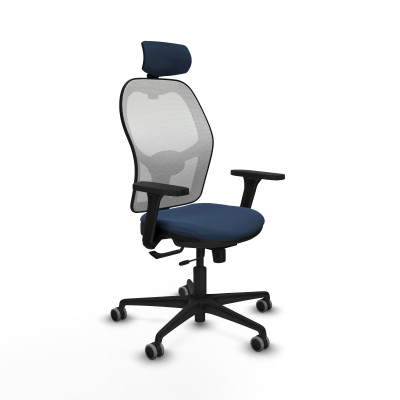 Jorquera traslack malla blanca similpiel azul marino brazos 3D base nailon cabecero 2D ruedas 65mm engomada