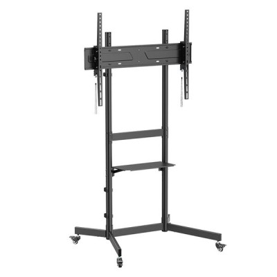 Cromad Soporte de Suelo con Ruedas para TV 55-100 - Bloqueo de Ruedas - Bandeja Multiusos - Peso Max 70Kg - VESA 800X600mm
