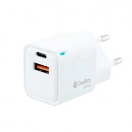 Coolbox Cargador Gan 20W USB-C/USB-A PARED