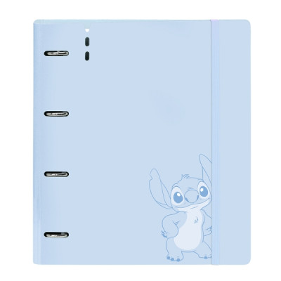 Safta Stitch Beach Carpeta con 4 Anillas 35mm - Tapas de PP Foam - Recambio 100 Hojas - Cuadriculas 5x5mm - Cierre Elastico - Incluye Separadores - 270x40x320mm - Color Azul Claro