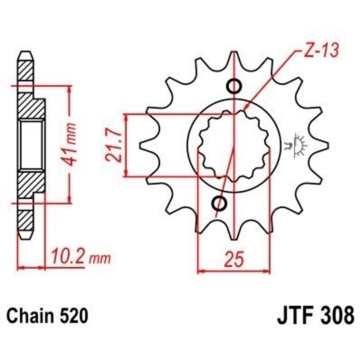 Piñón con goma anti-ruido JT SPROCKETS acero 308 - 520 JTF308.15RB