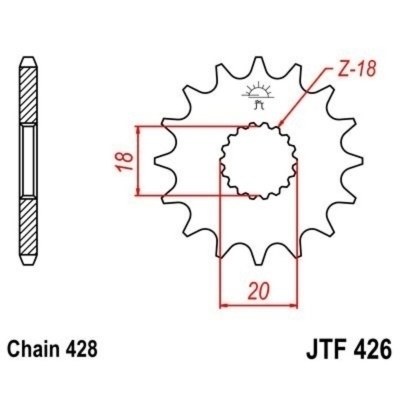 Piñon JT 426 de acero con 15 dientes JTF426.15