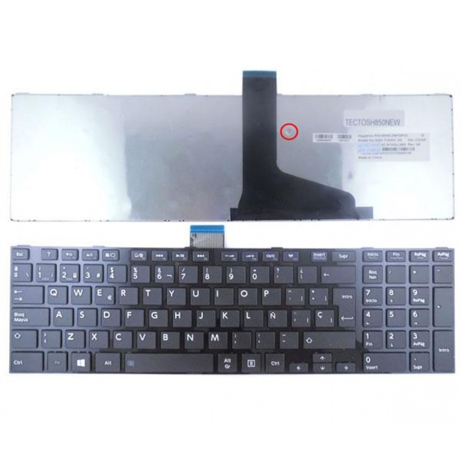 Teclado para portátil Toshiba l850 / l855 / l870 / p850 negro con marco