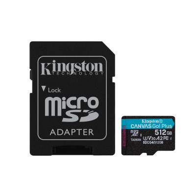 Tarjeta microSDXC Canvas Go Plus Gen4 de 512 GB, 200 MB/s, A2 U3 V30 y adaptador
