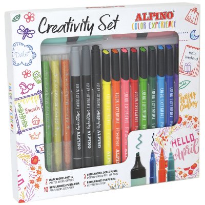 AR001015 rotulador Fino Colores surtidos, Negro, Azul, Marrón, Verde, Gris, Azul claro, Verde claro, Gris claro, Naranja, Pastel, Rosa, Rojo, Violeta, Blanco, Amarillo 20 pieza(s)