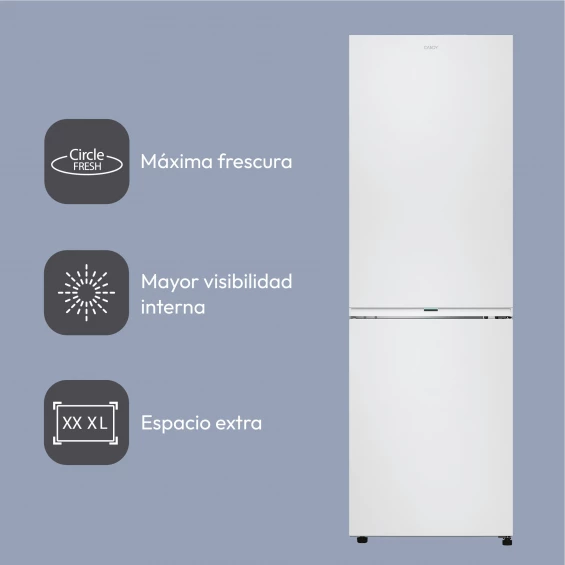 Frigorífico combi Candy ECN4CQTEW186, 185 x 59,5 x 66,7 cm, No Frost, clase E, 270 kWh/año, 38 dB, 355 litros, WiFi, blanco - imagen 4
