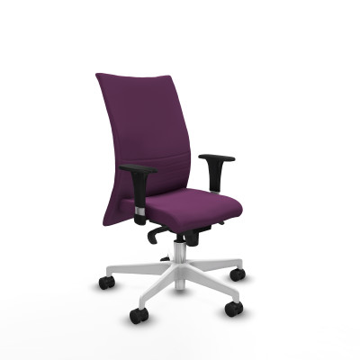Albacete confidente XL sincro similpiel morado brazos 1D cromados base blanca ruedas 65 mm nailon