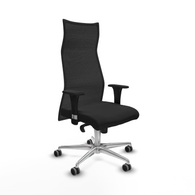 Albacete malla XL sincro malla negra similpiel negro brazos 1D base aluminio ruedas 65mm engomadas