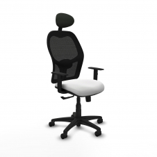 Piqueras y Crespo Aloc?n sincro malla negra bali blanco brazos 1D base poliamida cabecero fijo ruedas nailon 50mm