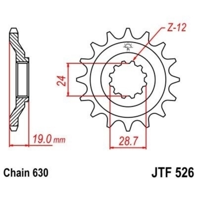 Piñon JT 526 de acero con 15 dientes JTF526.15