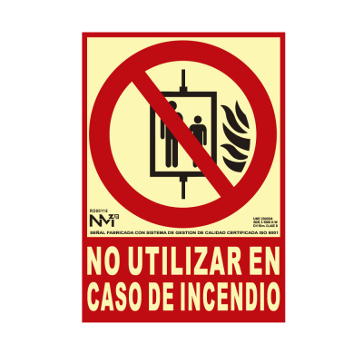 Cartel de extinción no utilizar en caso de incendio clase b (pvc 0,7mm) 21x30cm normaluz