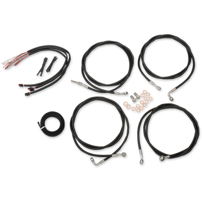 Kit completo de líneas de freno/cables trenzados en vinilo negro LA CHOPPERS LA-8054KT2-13B