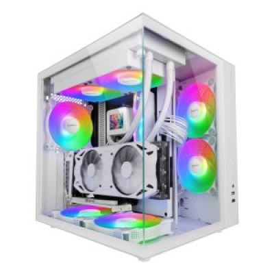 CAJA ATX CUBE MARS GAMING MCVONEW BLANCO CRISTAL CONTINUO GPU 334mm 1x3.5 2x2.5