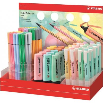 Stabilo Expositor Coleccion Pastel de 111 Rotuladores y Marcadores Fluorescentes - 15 Boss, 16 Swing Cool, 40 Point 88 y 40 Pen 68 - Colores Surtidos