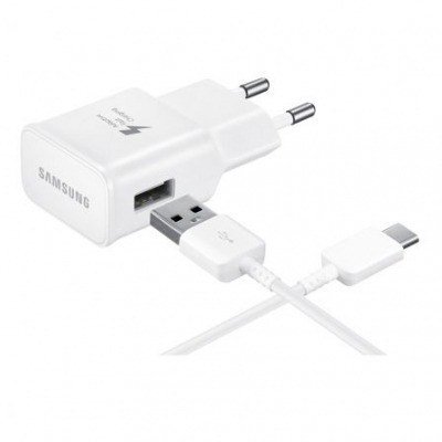 Cargador de Pared Samsung EP-TA20EWE/ 1 USB + Cable USB Tipo-C/ 2A