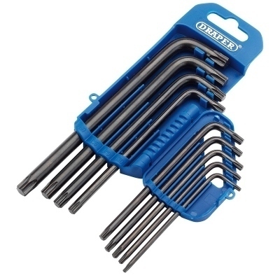 Juego de 9 llaves macho Torx 6 caras DRAPER Largo 33743