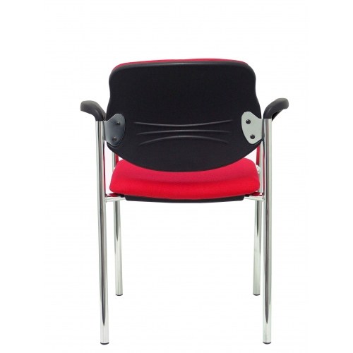 Silla fija Villalgordo bali rojo chasis cromo con brazos