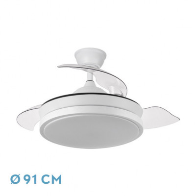 Ventilador Dc Escorpion Mini 59w Blanc 3aspas Desp. Reg.Intensidad 91d 6980lm Remot+temporiz+memoria 3000-4000-6000k