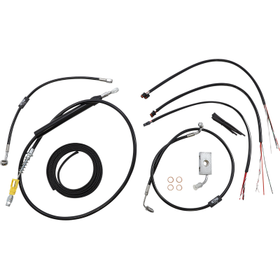 Kit completo de líneas de freno/cables trenzados en vinilo negro LA CHOPPERS LA-8155KT2-16B