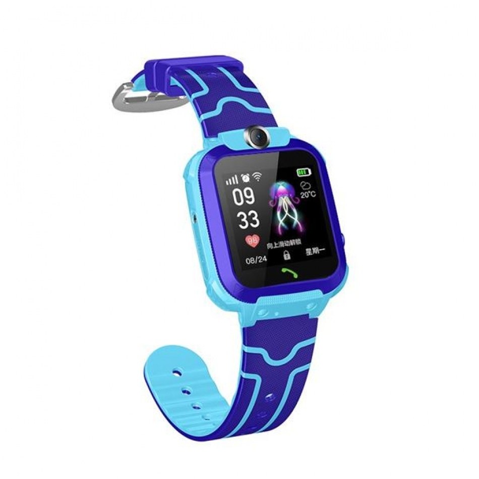XO Smartwatch para Niños - Pantalla 1.44 - Camara Frontal - Correa de Silicona - Carga Magnetica - Color Azul/Lila