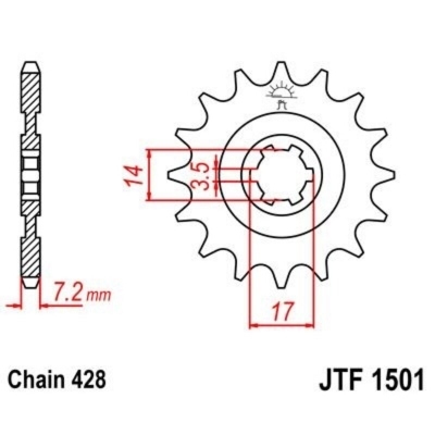 Piñon JT 1501 de acero con 12 dientes JTF1501.12