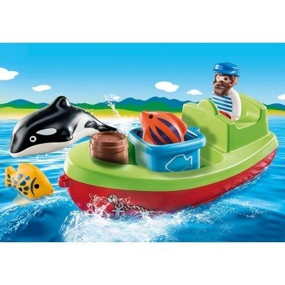 Playmobil 1.2.3 pescador con bote