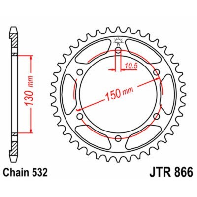 Corona JT SPROCKETS acero estándar 866 - Paso 532 JTR866.47