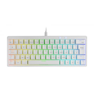MKMINIPRO, Teclado Mecánico Ultra-Compacto 60%, Switches Mecánicos Hot-Swappable, Iluminación RGB Chroma, Teclado Gaming Antighosting, Multiplataforma, Switch Marrón, Español, Blanco