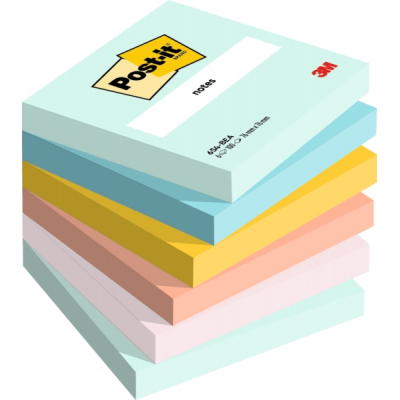 Post-It Pack de 6 Blocs de 100 Notas Adhesivas Reposicionables - Forma Cuadrada - 76x76mm - Colores Surtidos