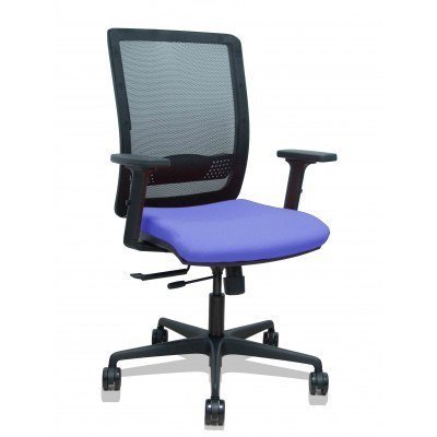 Silla Haches traslack malla negra asiento bali azul claro brazos 2D ruedas 65mm