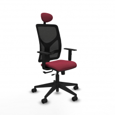 Piqueras y Crespo Motilla traslack malla negra bali granate brazos 1D base piramidal cabecero fijo ruedas 65mm nailon